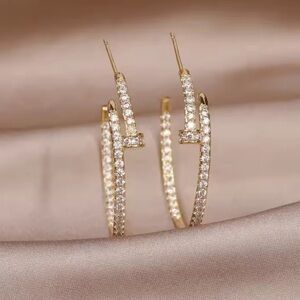 Just Un Clou Gold Crystal Nail Earrings
